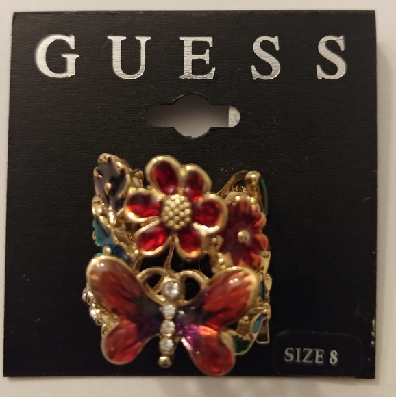 Guess Jewelry - Guess Butterfly & Flowers Ring, Size 8